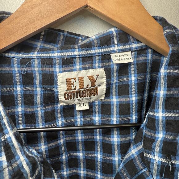 Ely Cattleman Men's Pearl Snap Long Sleeve Plaid Print Shirt Size X-Large - Picture 4 of 6